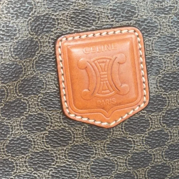 CELINE Macadam Pattern BostonTravel Duffle Bag Leather PVC Brown +Lock AUTHENTIC - Picture 14 of 16